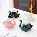 Axyaa Swan Ceramic Coffee Cup and Plate Set, 110ml Creative Mug