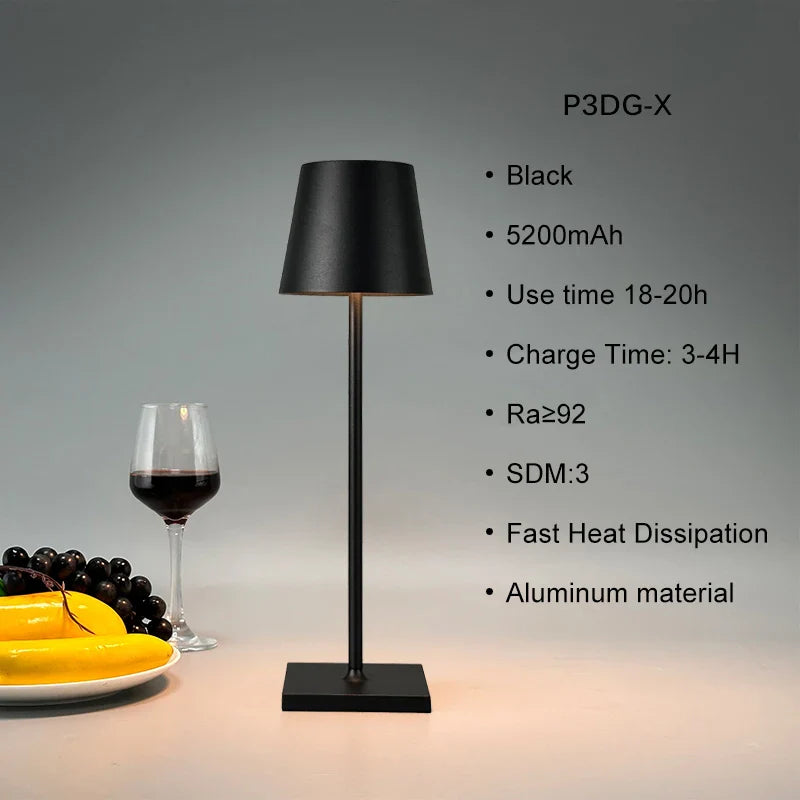 Axyaa Cordless Table Lamp - Rechargeable USB Lighting for Home, Hotel, Restaurant