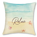 Axyaa Seaside Creatures Cushion Cover: Turtle, Seahorse & Beach Pattern for Sofa, Bedroom, Car