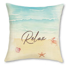 Axyaa Seaside Creatures Cushion Cover: Turtle, Seahorse & Beach Pattern for Sofa, Bedroom, Car