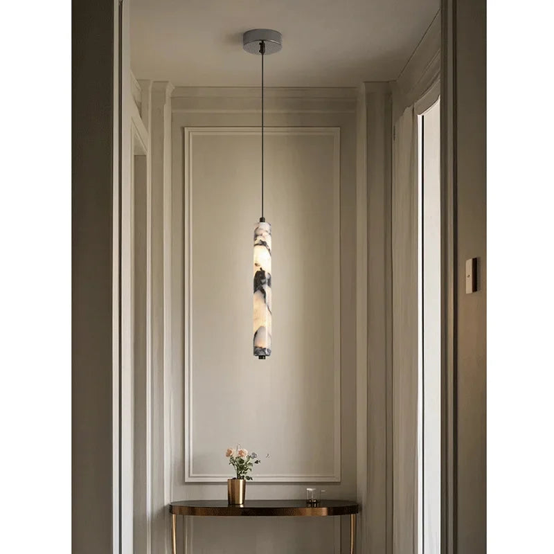 Natural Stone Pendant Lights by Axyaa - Elegant LED Chandelier for Home Decor