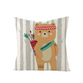 Axyaa Lovely Animals Linen Cushion Cover - Cute Bear Fox Deer Print