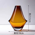 Axyaa Amber Glass Small Mouth Vase for Artistic Flower Arrangement