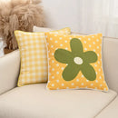 Axyaa Summer Sweet Cotton Cushion Cover 45X45 Polka Dot Check Flower Print Pillowcase