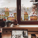Stained Snowman & Candy House Window Sticker Set by Axyaa: Reusable Xmas Glass Film