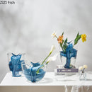 Axyaa Blue Stripes Glass Vase Table Decoration Hydroponics Room Decor