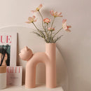 Axyaa Cathead Tube Vase: Cute Cat Design for Flower Arrangement and Home Decoration