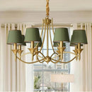 Axyaa Grey Green Fabric Chandelier with E14 Bulb and Copper Iron Frame