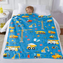 Axyaa Excavator Truck Flannel Blanket - Children's Construction Truck Bed Blanket
