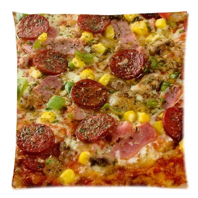 Axyaa Cheese Pizza Pattern Polyester Cushion Cover 45X45CM