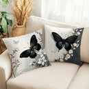 Axyaa Boho Butterfly Floral Pillow Covers | 18x18 Inch Black & White Design