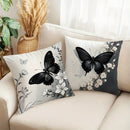 Axyaa Bohemian Butterfly Floral Throw Pillow Covers, 18x18 Inch Black & White