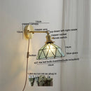 Axyaa Modern LED Glass Copper Wall Lights with Knob Switch for Bedroom & Living Room