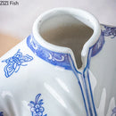 Axyaa Blue & White Porcelain Cheongsam Ceramic Vase for Desk Decoration