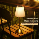 Axyaa Pleated Table Lamp: Rechargeable Cordless Nightstand Desk Lamp for Home Office