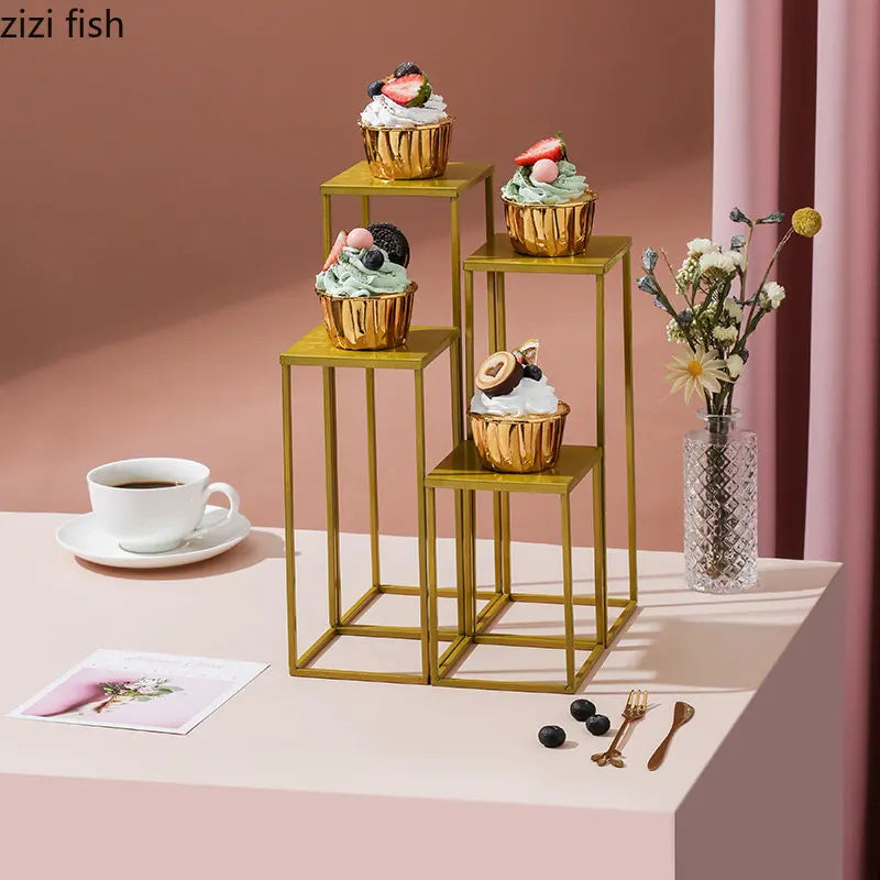 Axya Gold Iron Cake Stand Dessert Rack for Elegant Wedding Dessert Display