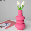 Axyaa Pink Gourd Ceramic Vase Artificial Flowers Decoration Hydroponics Floral Vases