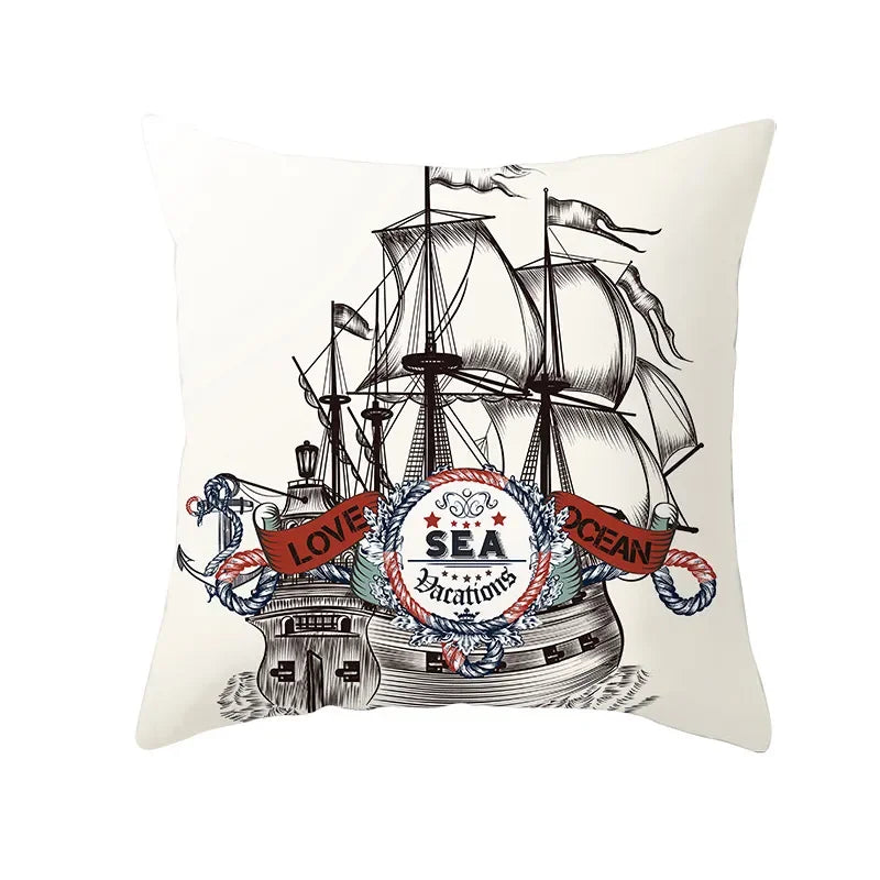 Axyaa Sailing Anchor Sofa Cushion Cover - Summer Beach Pillow for Home Decoration