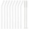 Axyaa Glass Straws Set - High Borosilicate Bent 8pcs Drinking Straw Pack