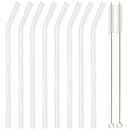 Axyaa Glass Straws Set - High Borosilicate Bent 8pcs Drinking Straw Pack