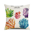 Axyaa Coral Marine Life Watercolor Cushion Cover Ocean Fish Linen Pillowcase