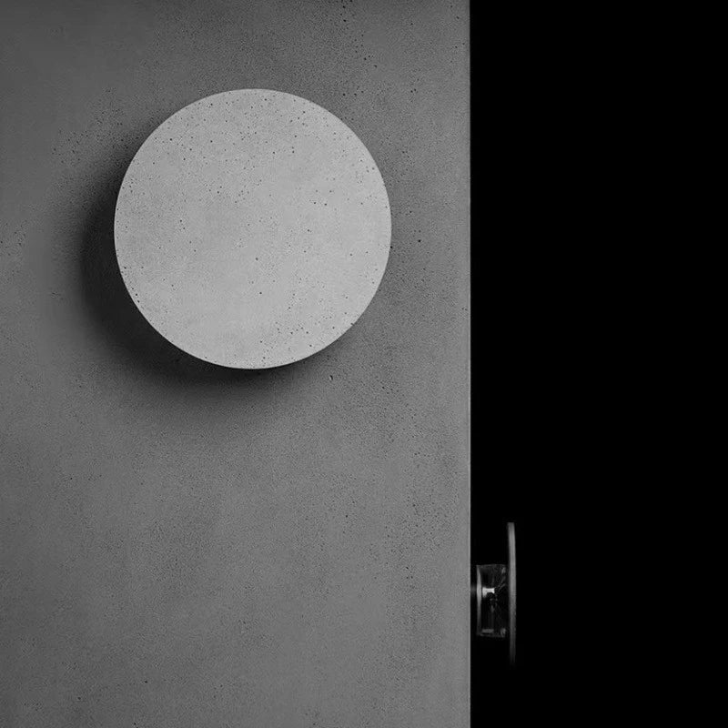 Axyaa Circular Cement Wall Lamp Gray Sconce Light for Modern Home Decor