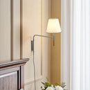 Axyaa Silver Metal Sconce with White Cloth Lampshade LED Light