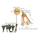 Axyaa Vintage Copper Hexagonal Glass LED Wall Lamp with Pull Chain Switch