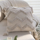 Axyaa Boho Cotton Tufted Tassel Throw Pillow Cover for Living Room Sofa