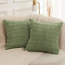 Axyaa Fluffy Corduroy Pillowcase White Green 45x45 Throw Cushion Cover