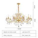 Axyaa Gold Chandelier: Elegant Wrought Iron Crystal Pendant for Living Room, Bedroom, Dining Room