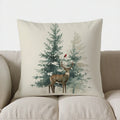 Axyaa Winter Scene Pillow Cover for Sofa Bedroom Car - Deer, Snowman & Cabin