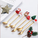 Axyaa Christmas Doll Spoon Fork Set Stainless Steel Tableware Gift Box