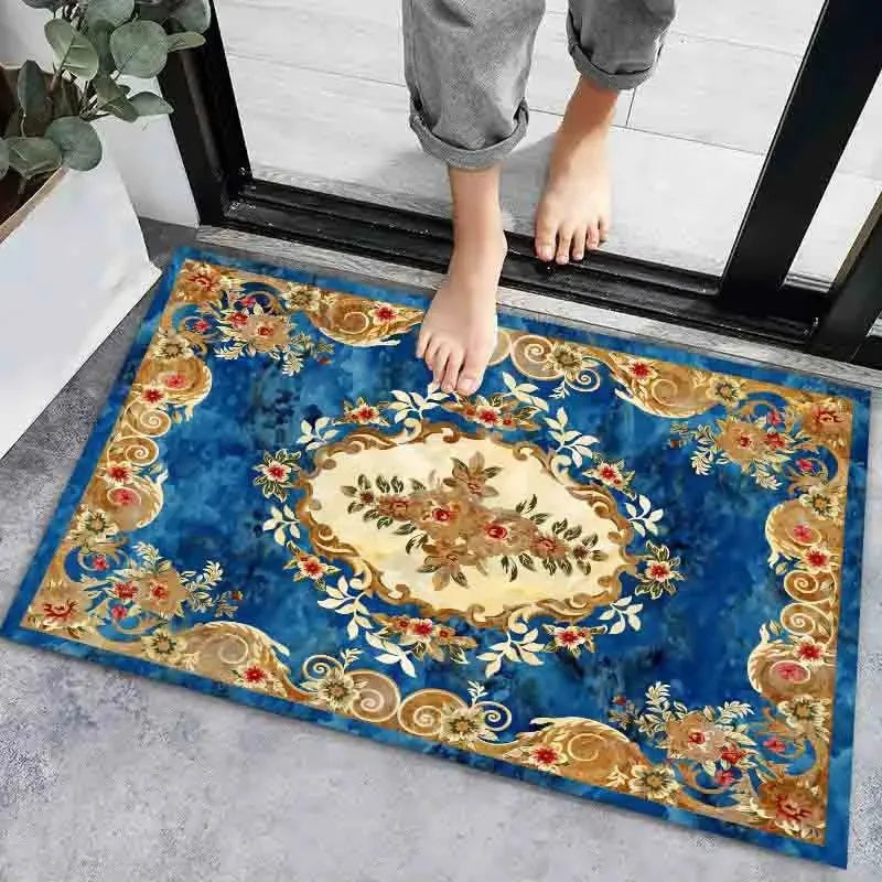 Axyaa Geometric Print Non-Slip Kitchen Rug: Bohemian Ethnic Style, Modern Design