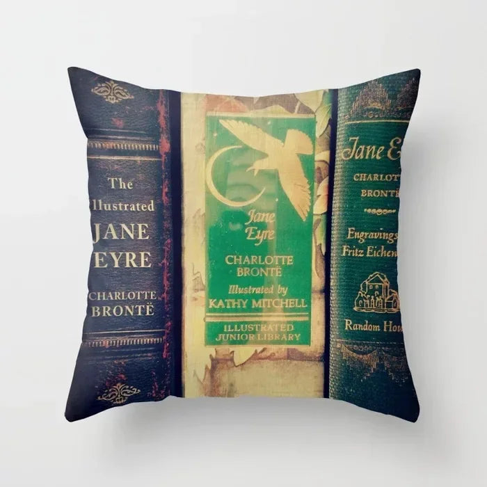 Axyaa Retro Library Pattern Pillowcase for Home and Office Decor