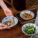 Axyaa Blue & White Ceramic Vegetable Dim Sum Plate - Creative Snack Cold Dishes