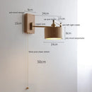 Axyaa Walnut Ash Wood LED Wall Sconce with Pull Chain Switch for Indoor Lighting