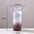 Axyaa Lotus Leaf Edge Glass Vase for Table Decoration and Floral Arrangement