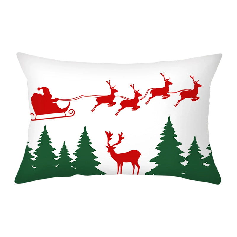 Axyaa Christmas Printed Deer & Santas Pillow Case 30x50cm