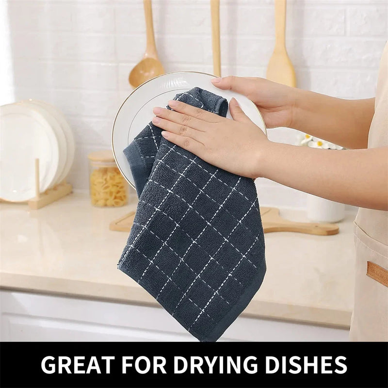 Axyaa Cotton Kitchen Towels Set of 4, Ultra Soft Absorbent Dishcloths