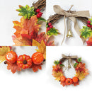 Axyaa Autumn Maple Leaf Wreath with Bell & Pumpkin Garland for Door Ornaments