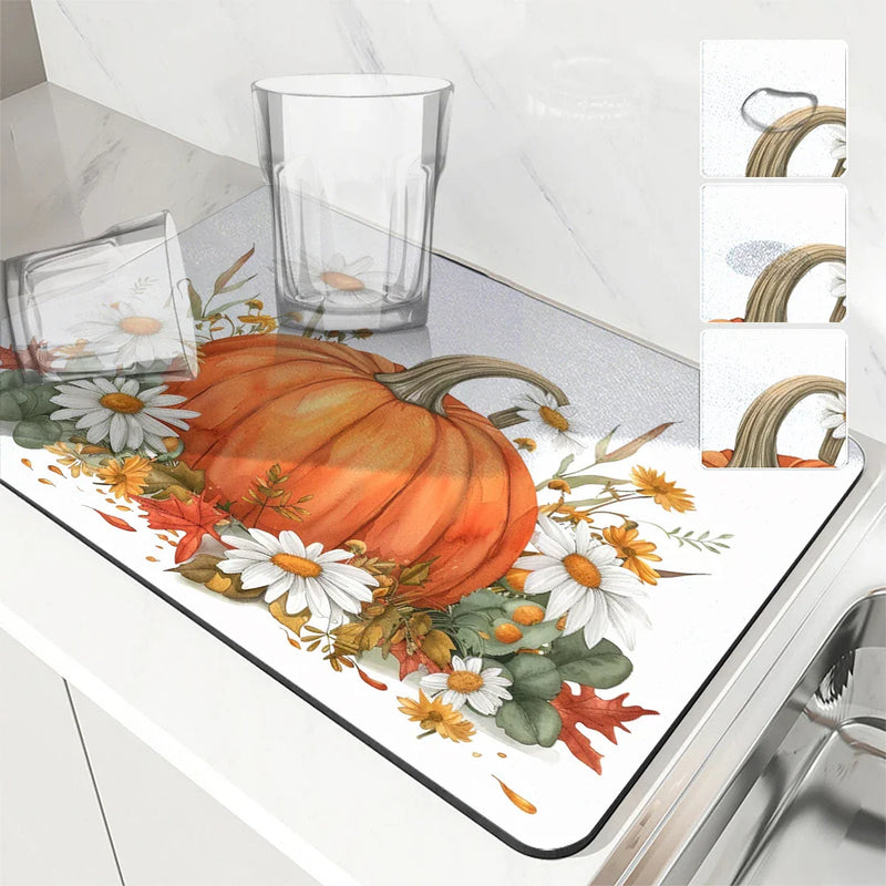 Axyaa Small Daisy Absorbent Draining Mat - Quick Dry Kitchen/Bathroom Drain Pad