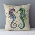 Navy Blue Mediterranean Print Linen Cushion Cover by Axyaa - 45x45cm