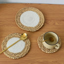 Axyaa Woven Round Table Mat Coaster Pad Nordic Style Desk Accessory
