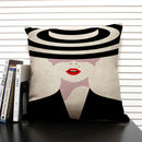 Axyaa Linen Cushion Cover in Black and White for Chic Home Decor