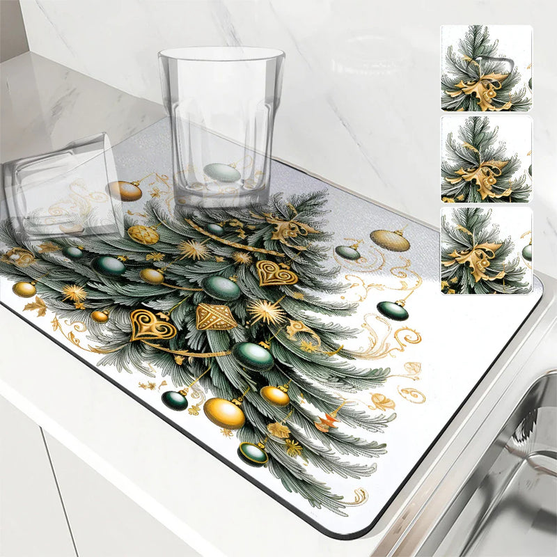 Axyaa Christmas Tree Kitchen Drying Mat