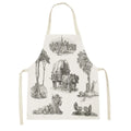 Axyaa White Gold Mountain View Kitchen Apron for Home Cooking and Baking