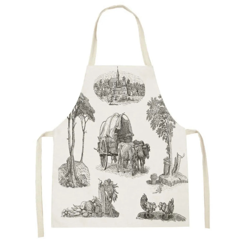 Axyaa White Gold Mountain View Kitchen Apron for Home Cooking and Baking