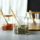 Axyaa Glass Spice Jars Set with Bamboo Lid and Spoon
