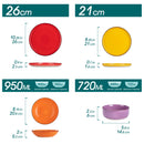 Axyaa Handpainted Spirals Ceramic Plate Set - Mix-Color, 12/18/24PCS, Dinner/Dessert/Bowl/Soup Plates